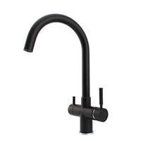 Évier de cuisine commercial à col de cygne noir 3/4/5 voies robinet soda/filtre/refroidisseur eau laiton 5 en 1 mélangeur eau RO robinet