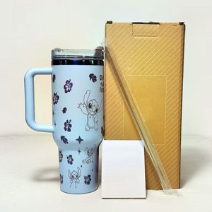 Gobelet isotherme de 40 oz le moins cher en gros, avec poignée et paille, motif dessin animé, pour voyage et voiture, 30/40 oz - Product Image 4