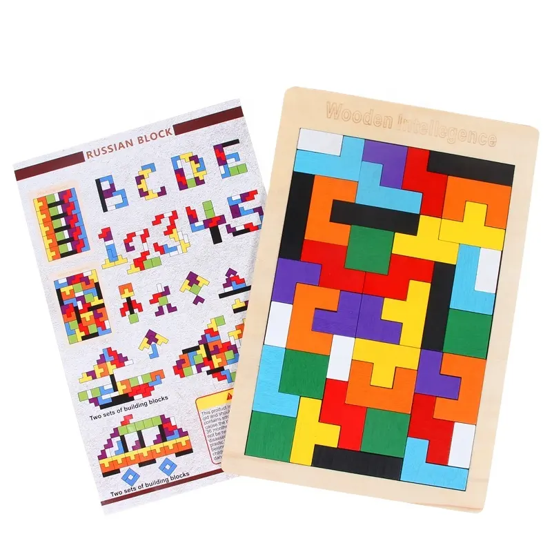 ปริศนาไม้ของเล่นไม้ปริศนาจิ๊กซอว์ปัญญาปริศนารัสเซียที่มีสีสันบล็อกเกม Montessori ของเล่นเพื่อการศึกษาสำหรับเด็ก