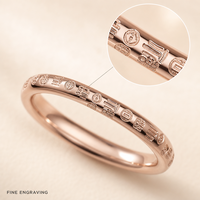 CNC Gravierter Edelstahl Ehering Roségold 18K Vergoldet Unisex Personalisierter Stapelbarer Trendiger Vielseitiger Schmuck