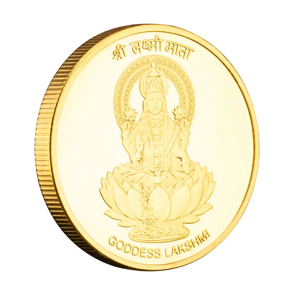 Moneta ricordo della dea indiana Lakshmi placcato oro da collezione regalo creativo moneta commemorativa