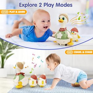 NUEVO Aprendizaje temprano Tummy Time Toy Swinging Duck Light-Up Crawling Baby Toys - Product Image 2