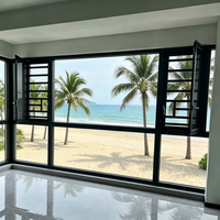 Ventanas de Doble Acristalamiento Insonorizadas Resistentes a Huracanes, Ventana Abatible de Aluminio con Aislamiento Térmico para Casa