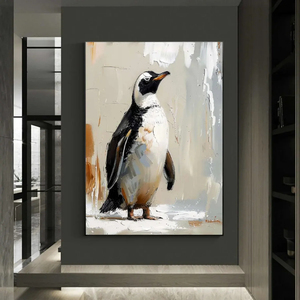 Peinture à l'huile abstraite faite à la main style animalier, grande toile encadrée pour décoration murale commerciale, maison, hôtel, architecture - Product Image 1