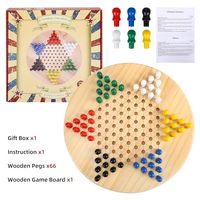 Jeu de société familial classique en bois avec billes colorées, jeu de dames chinoises en bois pour enfants et adultes