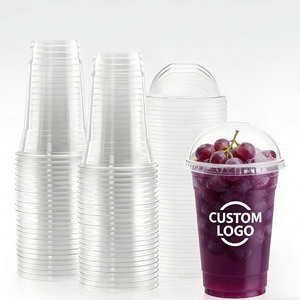 Gobelets jetables en plastique PP à paroi simple pour desserts et boissons avec couvercles, diamètre 90 mm, 500 ml, transparents, qualité alimentaire, impression UV - Product Image 1