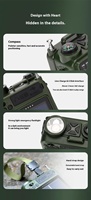 Radio d'urgence R11 4000mAh AM/FM/WB/SW/NOAA avec lecteur BT, lampe torche, alarme SOS, chargement USB, manivelle solaire, cordon et boussole