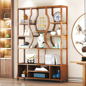 San Tai Antique Display Shelf Nan Bamboo Solid Wood Multi Functional Storage Cabinet For Tea Set Ornaments Home Decor - Product Image 3