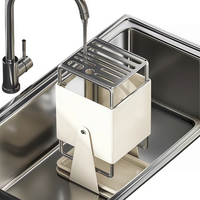 Support à couteaux double multifonctionnel en acier inoxydable pour comptoir de cuisine, avec angle réglable, organise les couteaux