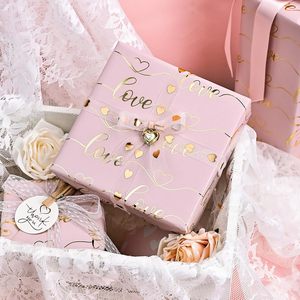 Pink Love Wrapping Paper 17 In X 32.8 Ft Reversible Heart Design For Valentine Birthday Wedding Gift Wrap - Product Image 5