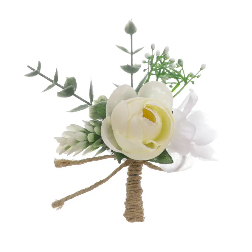 ชุดช่อดอกไม้รัดข้อมือลายกุหลาบมีหลายสีสำหรับงานแต่งงานดอกไม้สีขาวอุปกรณ์ตกแต่งชุดงานพรอม