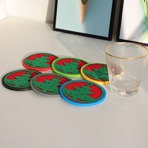 Modern 10 cm Colour Christmas Round Felt <b>Coaster</b> with Holder Non-Slip Heat-Resistant Durable Customizable Sustainable Design - Product Image 6