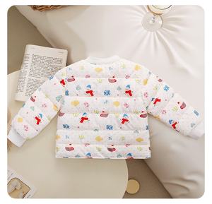 MAM112 - <span class=keywords><strong>Manteau</strong></span> en coton doublé pour garçons et filles, fermeture à simple boutonnage, chaud et décontracté, motif imprimé pour bébé - Product Image 4