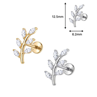 Kaishee 16G Piercing Labret sans filetage en Titane ASTM F136 Grade d'implantation G23, Stud pour lèvre, Piercing corporel Medusa