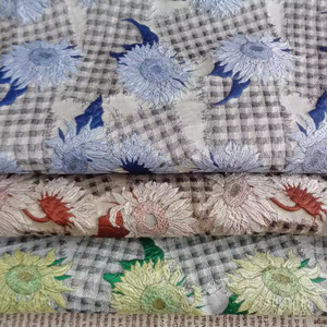 Desain baru kain brokat jacquard antik bunga matahari cetak timbul celup benang untuk tas dan sarung sofa - Product Image 2