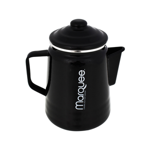 Cafetière émaillée de style américain 2L, théière classique avec couvercle et poignée émaillés, pour camping et cuisinières, couleur noire personnalisable - Product Image 1