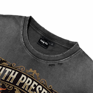 Vintage Acid <b>Wash</b> Distress Short Sleeve Men's Breathable T-Shirts Custom Oversized Punk Graphic Casual Fashion Streetwear Tees - Product Image 3