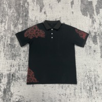 PL1062 Vente en gros de polos personnalisés pour hommes à manches courtes, imprimé patchwork léopard vintage, col rabattu, chemises streetwear