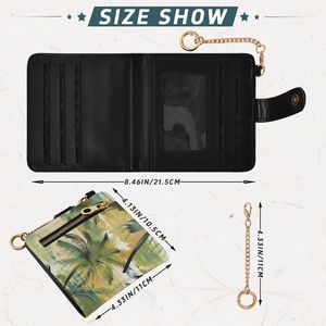 Portefeuille en cuir PU personnalisé imprimé Monstera, anti-RFID, style hawaïen, pochette portable avec porte-cartes, vente en gros - Product Image 2