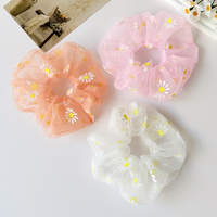 Chouchous pour cheveux transparents en maille à motif fleur de marguerite, grands, mignons, accessoires pour femmes et filles
