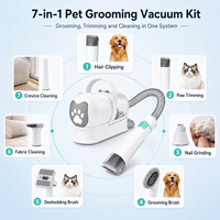 Kit de toilettage pour animaux 7-en-1 avec tondeuse, lime à ongles, brosse de démêlage et bac à poussière de 1L pour chiens et chats