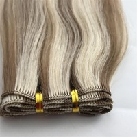 Extensions de cheveux invisibles Genius Russian Dyed Straight Remy Weft, tissées à la main, pointes épaisses, extensions à coudre, vente en gros pour salons