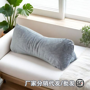 Almohada triangular de apoyo para el cuello, color gris, 4 rellenos de fibra de poliéster, firmeza media, para sofá, coche, dormitorio, cojín para dormir - Product Image 1