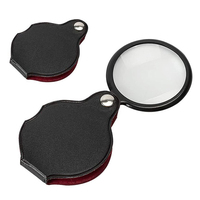 Loupe de poche pliable 8x50mm en cuir avec lentille en verre noire pour la lecture, les bijoux, la science et l'étude des pièces de monnaie