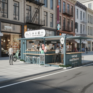 Café préfabriqué en conteneur pour rue |   Café modulaire antirouille |   Design industriel orange vibrant, prêt à l'emploi pour la vente au détail - Product Image 1