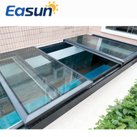 Ventana de Techo Abatible Automática de Aluminio con Vidrio, Impermeable, para Balcón o Patio, Retráctil, Resistente al Viento