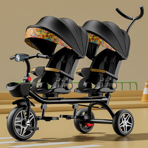 Vente chaude nouveaux enfants bébé Tricycle jumeaux bébé côte à côte Tricycle vélo poussette Double sièges enfants Tricycle - Product Image 4
