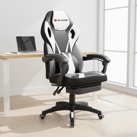 Chaise de jeu PC ergonomique pivotante en cuir PU noir, réglable en hauteur avec vérin à gaz 3 positions, design moderne et repose-pieds – Vente en gros à prix réduit