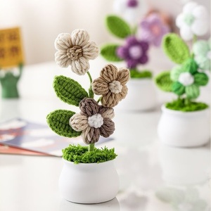 Hilo terminado Planta en maceta Don't Forget <span class=keywords><strong>Me</strong></span> Puff Tree Tejido a mano Pequeña planta en maceta Oficina Ornamento Coche Decoración Regalo - Product Image 6