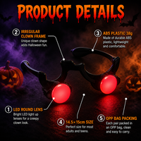 Lunettes de Clown LED Lumineuses d'Halloween en Gros, Verres Rouges Lumineux, Accessoire de Cosplay Effrayant pour Fête, Nouveauté, Fournitures de Fête qui Brillent dans le Noir