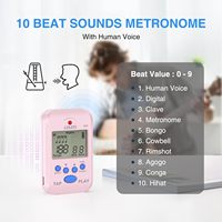 LEKATO Metronom Digital Mini Isi Ulang dengan 10 Suara Irama Volume Dapat Disesuaikan LCD Elektronik dengan Pengukur Frekuensi Suara Manusia