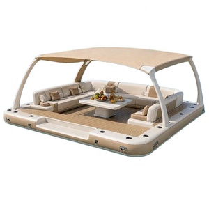 Île flottante compacte, <span class=keywords><strong>radeau</strong></span> gonflable portable avec toit pare-soleil, pont antidérapant, idéal pour l'attelage de yachts et la détente - Product Image 5