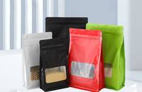 Sachets Mylar mats à fond plat avec fermeture éclair et fenêtre, emballage personnalisé, sacs de stockage anti-odeur pour aliments pour animaux de compagnie, vente en gros