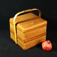 Panier multifonction en bambou et rotin tressé de style chinois, fait main et écologique, pour le rangement de collations et d'aliments, plateau et ensemble à thé