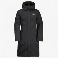 Veste longue d'hiver personnalisée pour femme, coupe-vent, imperméable, matelassée, rembourrage en coton, motif uni, OEM ODM