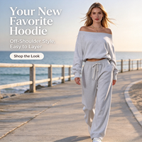Ensemble décontracté deux pièces gris uni grande taille pour femme en molleton écologique respirant coupe ample longueur genou Printemps Automne