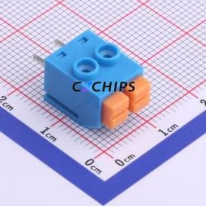 XY118-5.0-2P Spring Terminal Block Through hole Component (THT),P=5mm Connector 1x2P 5mm Blue 2P - Product Image 1