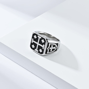 Hip-hop street retro Jerusalem cross <b>titanium</b> steel <b>ring</b> for men, personalized European Crusader jewelry - Product Image 3