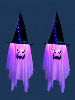 Chapeau de sorcier lumineux d'Halloween, lanterne fantôme, décorations LED pour accrocher au mur dans la pièce pour créer une ambiance festive