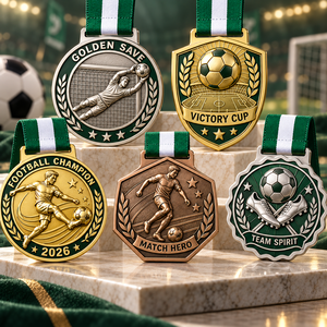 Médailles de récompense personnalisées pour le football, avec des designs de joueurs, de gardiens de but et d'équipes, pour les championnats de club, avec rubans personnalisés OEM - Product Image 1