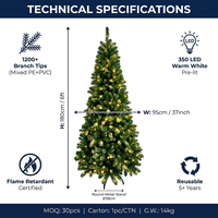 Sapin de Noël Artificiel Haut de Gamme Réaliste de 2,10 m avec Base Robuste en PVC Écologique pour Décoration de Salon