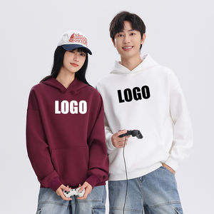 Sweat à capuche unisexe en coton liquide 400 GSM de haute qualité, avec logo personnalisé, poignets côtelés en maille sandwich, coupe oversize, couleur unie, doux et confortable - Product Image 2
