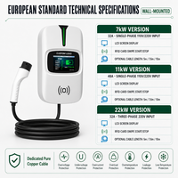 Meilleures ventes - Chargeur mural pour véhicule électrique de type 2 7 kW ZDC002 certifié CE, démarrage RFID, contrôle par application OCPP, maison intelligente, 110 V/220 V, niveau 2