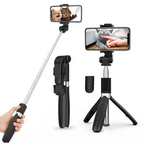 Perche à <span class=keywords><strong>selfie</strong></span> télescopique/pliable en alliage d'aluminium <span class=keywords><strong>L01S</strong></span> avec télécommande sans fil 4-en-1, longueur extensible 700 mm pour - Product Image 3