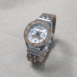 Montre <span class=keywords><strong>en</strong></span> <span class=keywords><strong>bois</strong></span> <span class=keywords><strong>de</strong></span> <span class=keywords><strong>luxe</strong></span> Affichage 24H Mouvement à quartz Cadran analogique Verre gravé Échelle <span class=keywords><strong>de</strong></span> temps 24H <span class=keywords><strong>Lunette</strong></span> rotative Charme <span class=keywords><strong>en</strong></span> <span class=keywords><strong>bois</strong></span> d'un an - Product Image 3