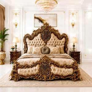 Ensemble de meubles de chambre à coucher de style américain King Size, sur mesure, style château, luxueux, en teck, ensemble de lit royal Maharaja, sculpté à la main, taille King Size - Product Image 1